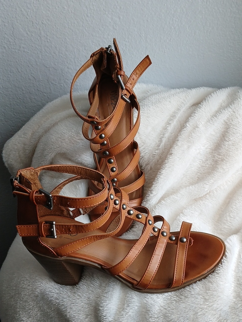 Mossimo Supply Co. Cognac Strappy Block Heel Sandals